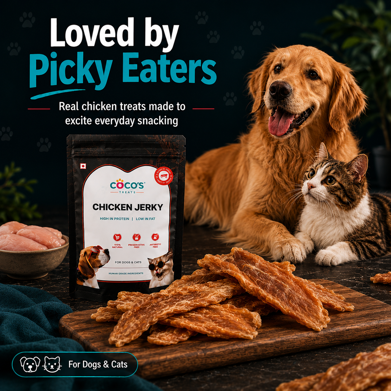 coco's chicken jerky loved by picky eaters
